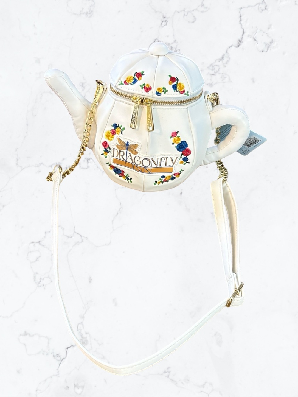 Loungefly White Dragonfly Teapot Gilmore Girls Crossbody Bag